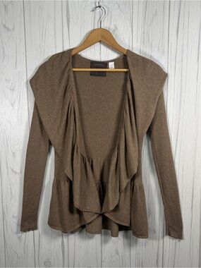 ANTHROPOLOGIE | GUINEVERE Ruffled Circle Cardigan Cotton/Cashmere Blend, Small